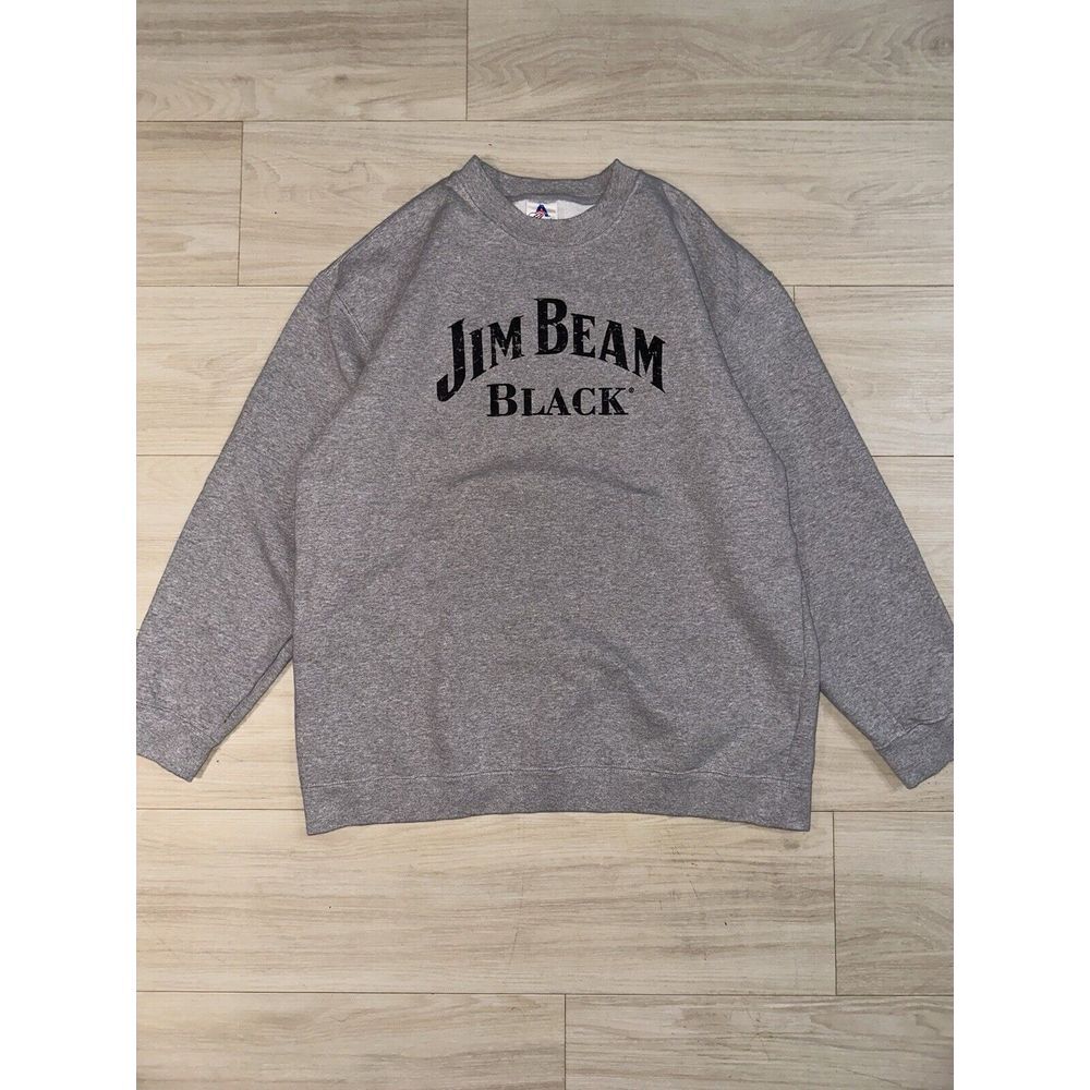 Vintage Jim Beam Grey Sweatshirt Mens XL Retro Drink Alcohol Liquor Bar‎ Sweater
